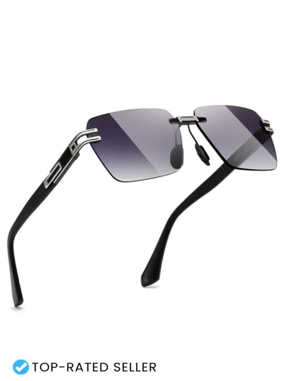 Rimless Rectangle Sunglasses for Men Women UV400 Protection Frameless Shades